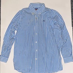 Boys Vineyard Vine button down blue gingham shirt